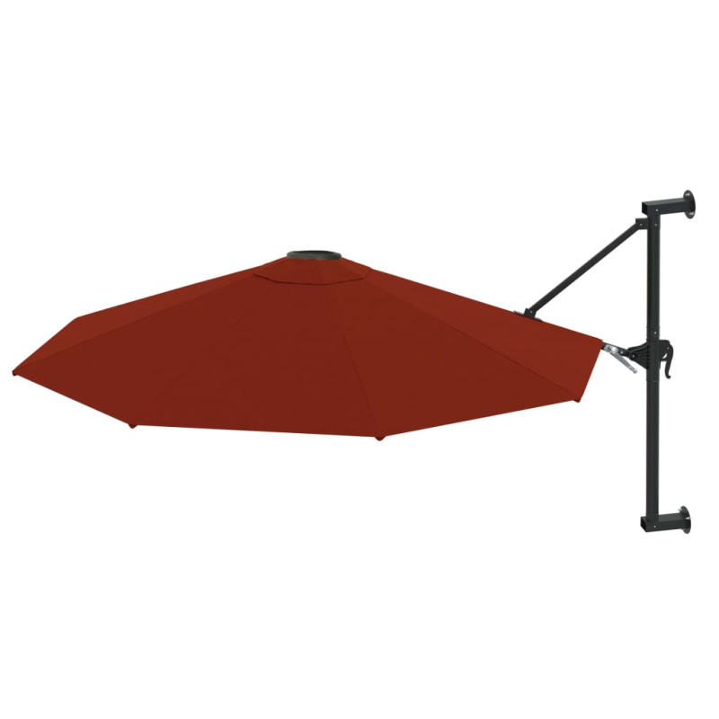 Parasol ścienny na metalowym słupku, 300 cm, kolor terakota