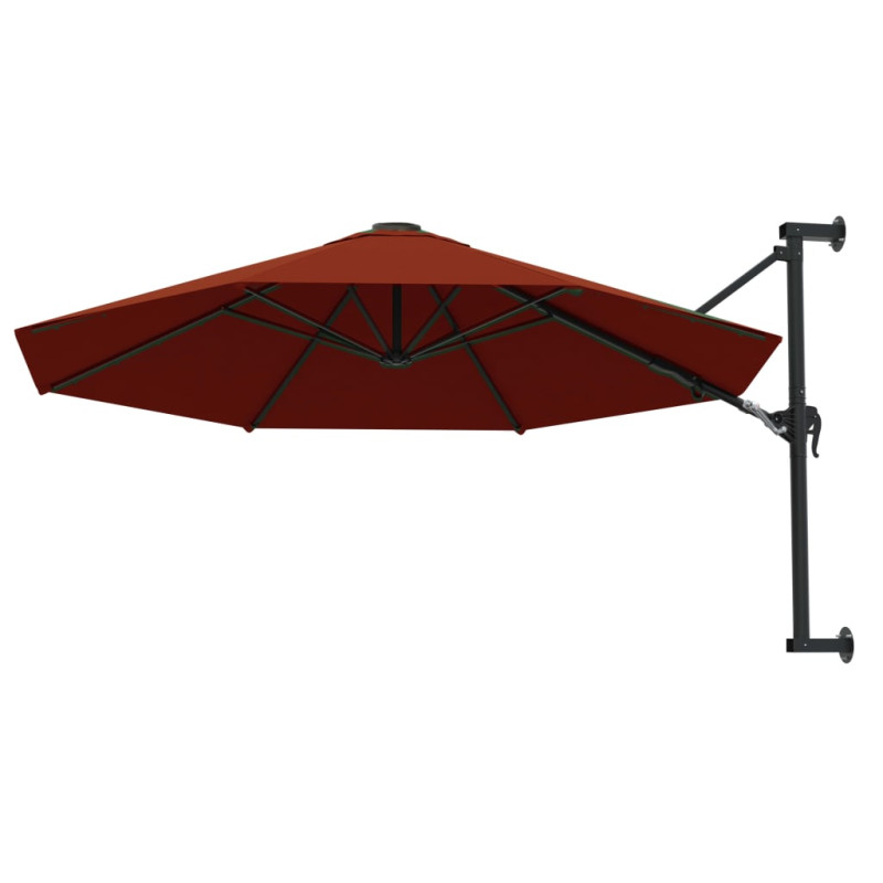 Parasol ścienny na metalowym słupku, 300 cm, kolor terakota