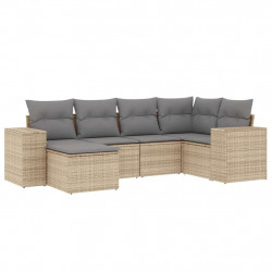 6-cz. zestaw mebli ogrodowych z poduszkami, beżowy, polirattan