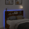 Zagłówek z półką i LED, przydymiony dąb, 140x16,5x103,5 cm