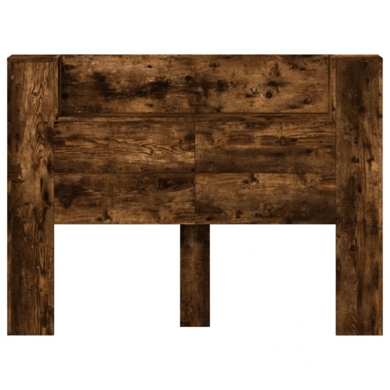 Zagłówek z półką i LED, przydymiony dąb, 140x16,5x103,5 cm