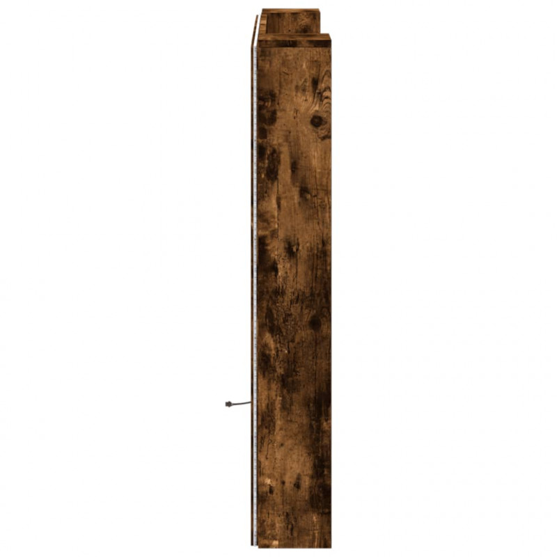 Zagłówek z półką i LED, przydymiony dąb, 120x16,5x103,5 cm