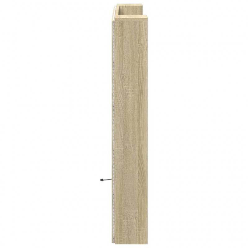 Zagłówek z półką i LED, dąb sonoma, 120x16,5x103,5 cm