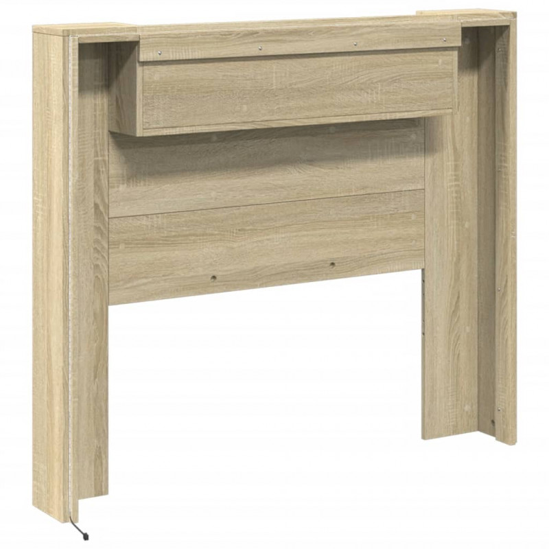 Zagłówek z półką i LED, dąb sonoma, 120x16,5x103,5 cm