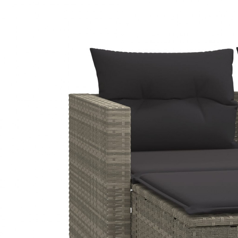 2-osobowa sofa ogrodowa z podnóżkami, jasnoszara, polirattan