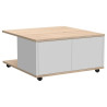 FMD Mobilny stolik kawowy, 70 x 70 x 36 cm, dębowy i błyszcząca biel