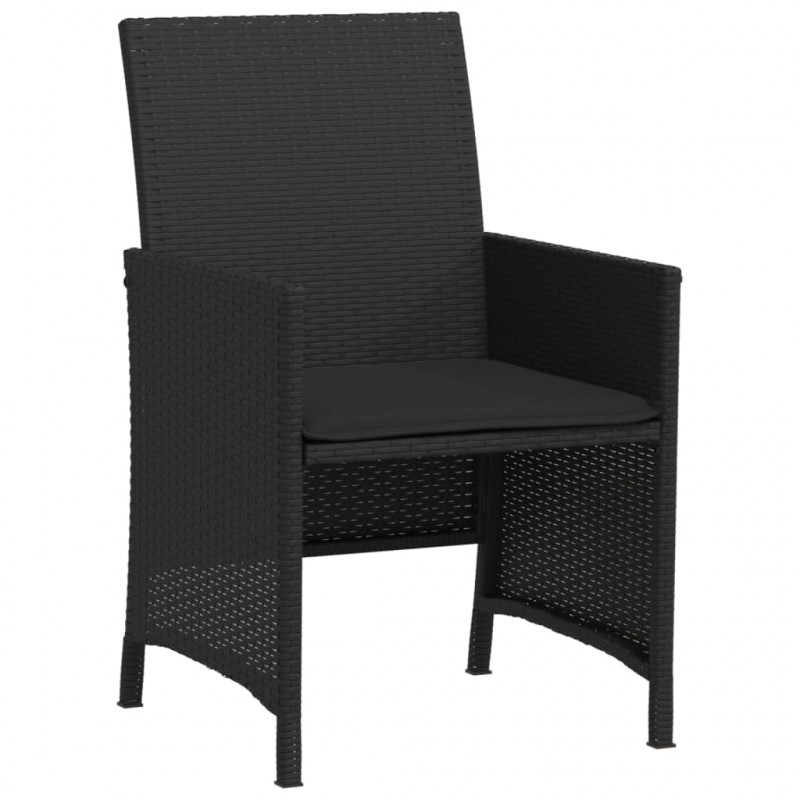 3-cz. zestaw mebli bistro z poduszkami, czarny, polirattan