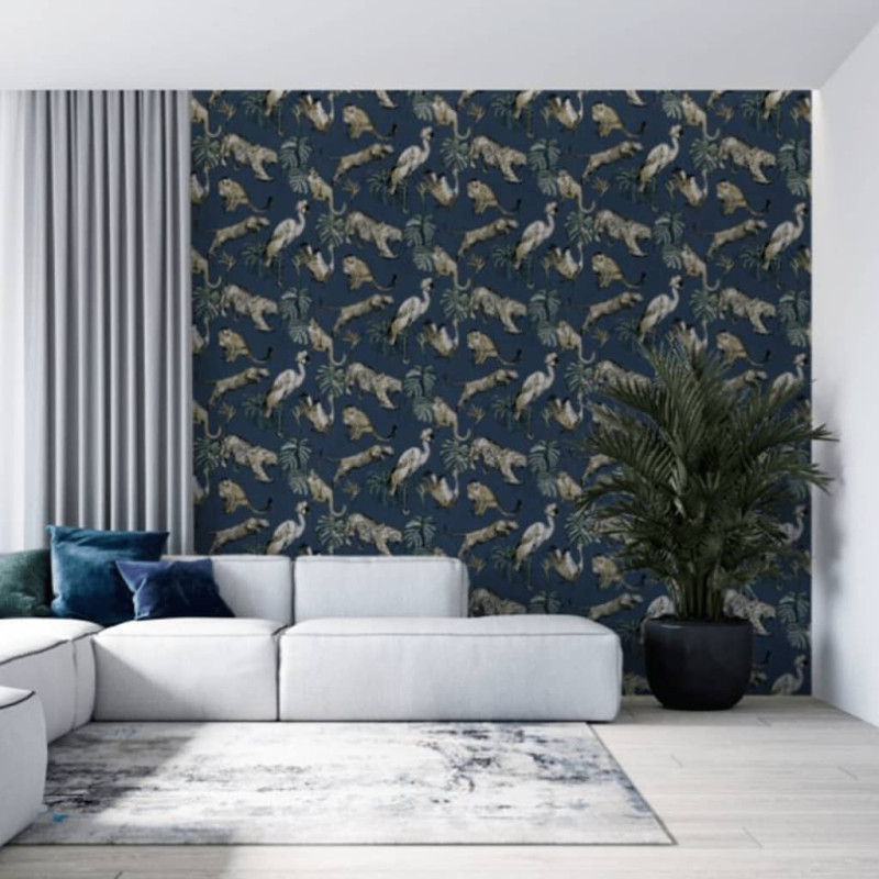 Noordwand Tapeta Zero Exotic Animals, niebieska