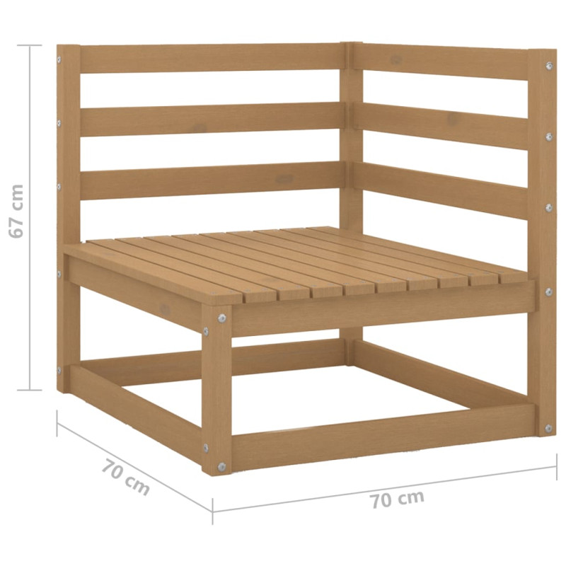 Ogrodowa sofa narożna, miodowy brąz, lite drewno sosnowe