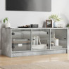 Szafka TV ze szklanymi drzwiami, szarość betonu, 102x37x42 cm