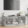 Szafka TV ze szklanymi drzwiami, szarość betonu, 102x37x42 cm