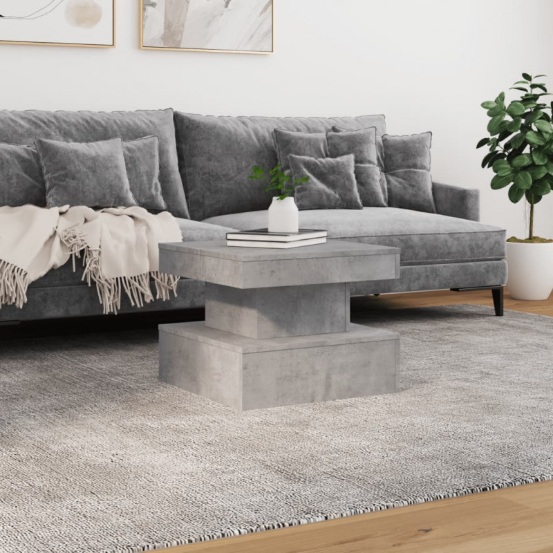 Stolik kawowy z podświetleniem LED, szarość betonu, 50x50x40 cm