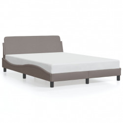 Rama łóżka bez materaca, taupe, 140x190 cm, obita tkaniną