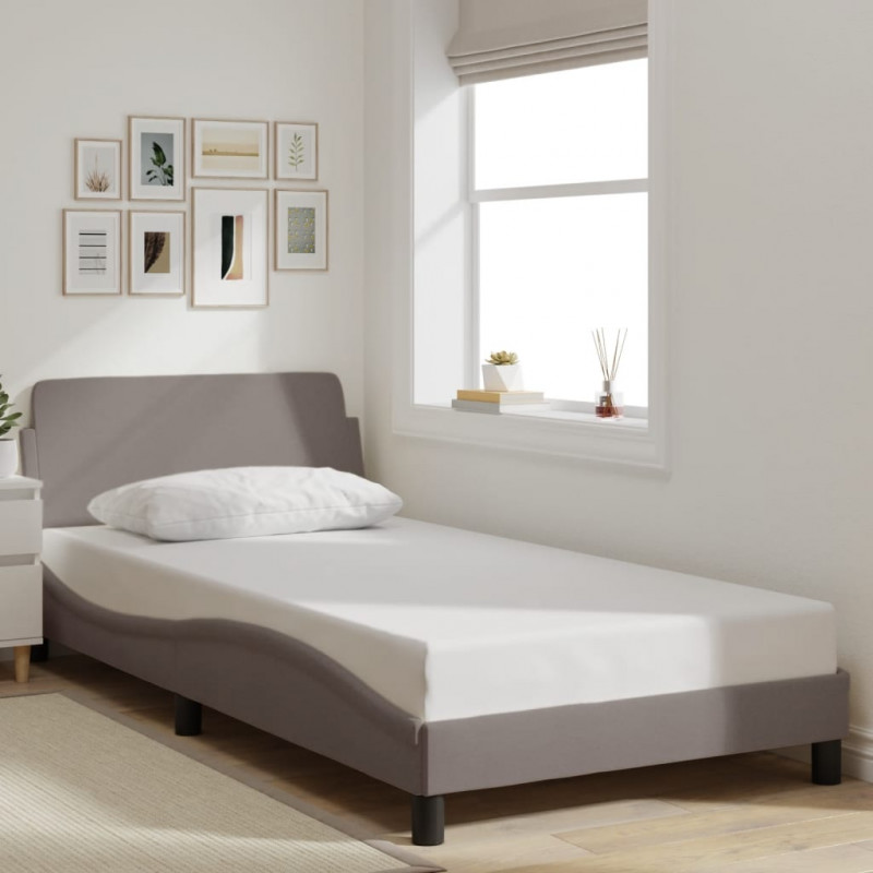 Rama łóżka bez materaca, taupe, 100x200 cm, obita tkaniną