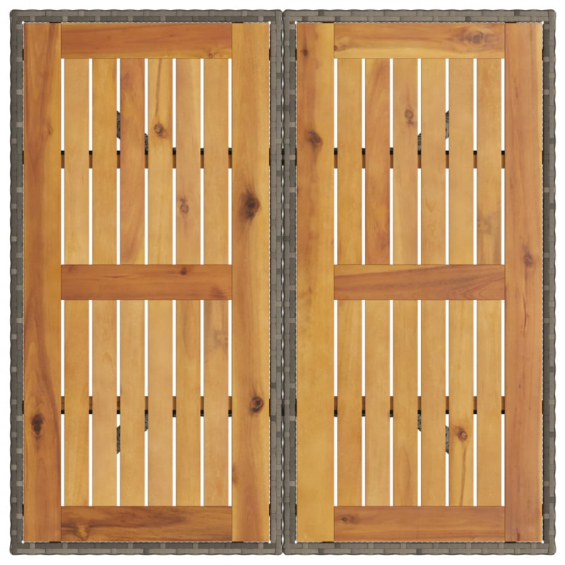 Stół ogrodowy z akacjowym blatem, szary, 80x80x75 cm, rattan PE