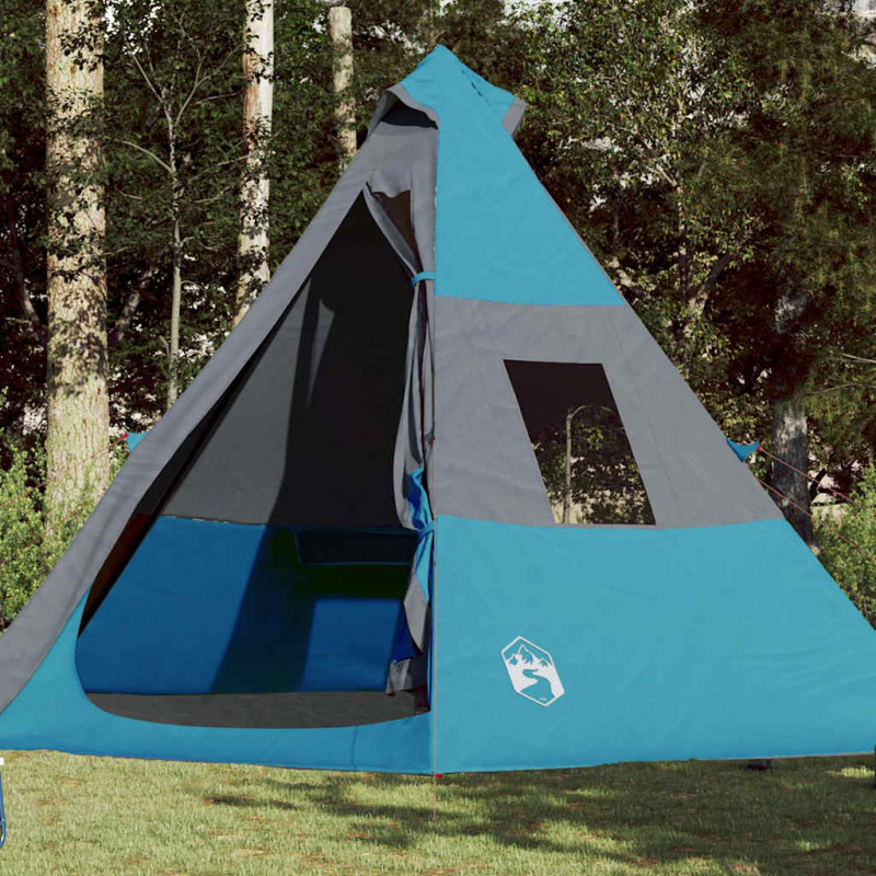 Namiot turystyczny, tipi, 7-os., niebieski, wodoszczelny