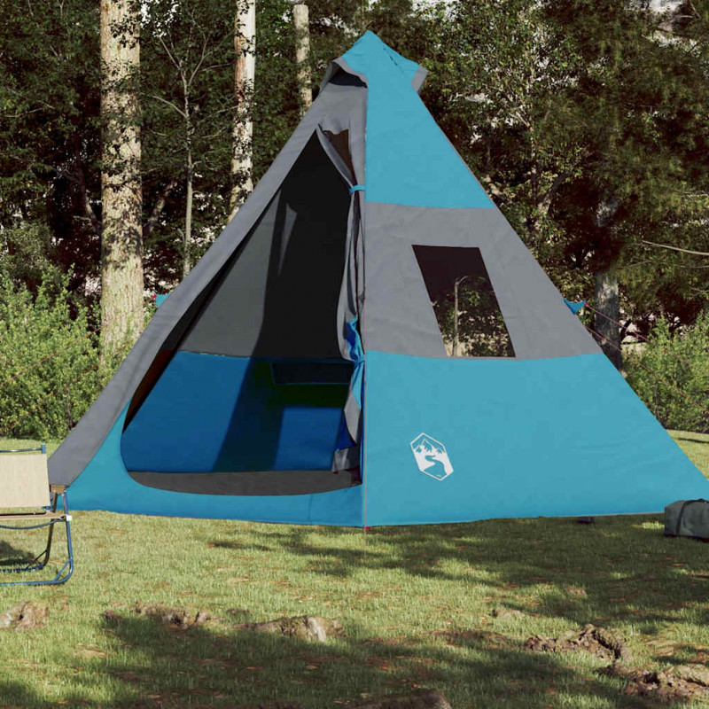 Namiot turystyczny, tipi, 7-os., niebieski, wodoszczelny