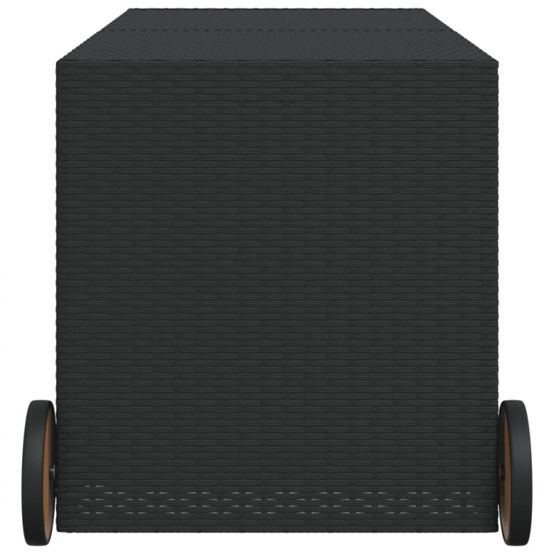 Skrzynia ogrodowa z kółkami, czarna, 283L, polirattan