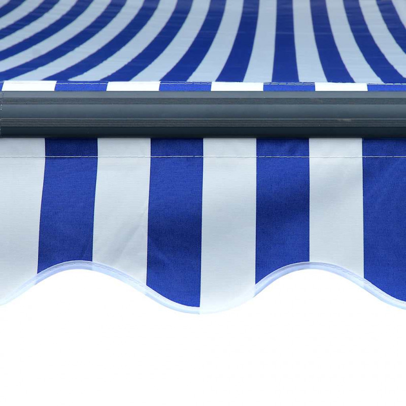 Ręcznie zwijana markiza z LED, 350 x 250 cm, niebiesko-biała
