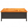 Stolik ogrodowy, czarny, 70x70x25 cm, rattan i drewno akacjowe