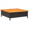 Stolik ogrodowy, czarny, 70x70x25 cm, rattan i drewno akacjowe