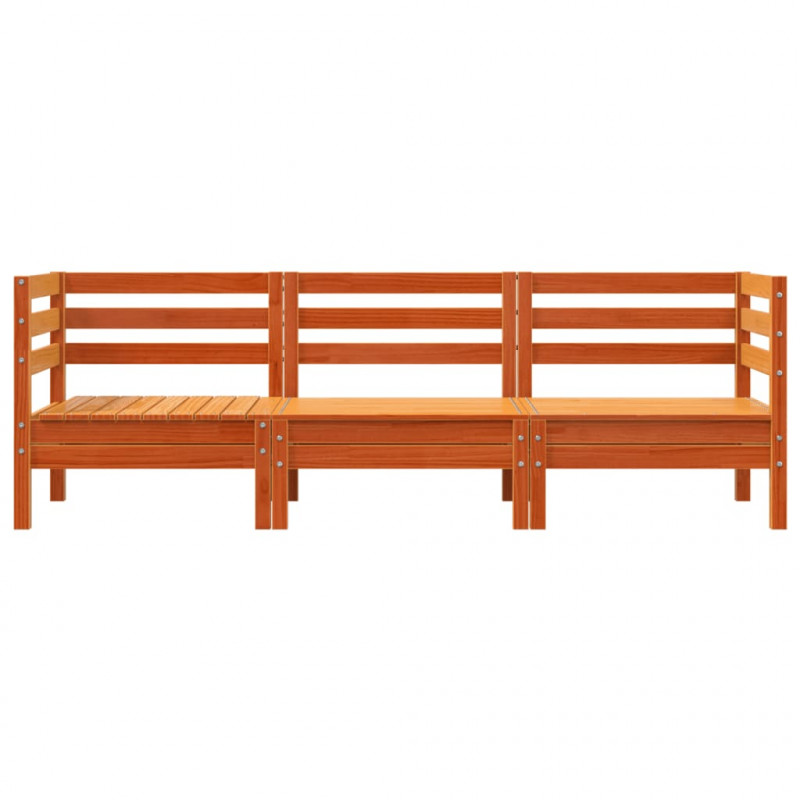 Ogrodowa sofa 3-osobowa, woskowy brąz, lite drewno sosnowe
