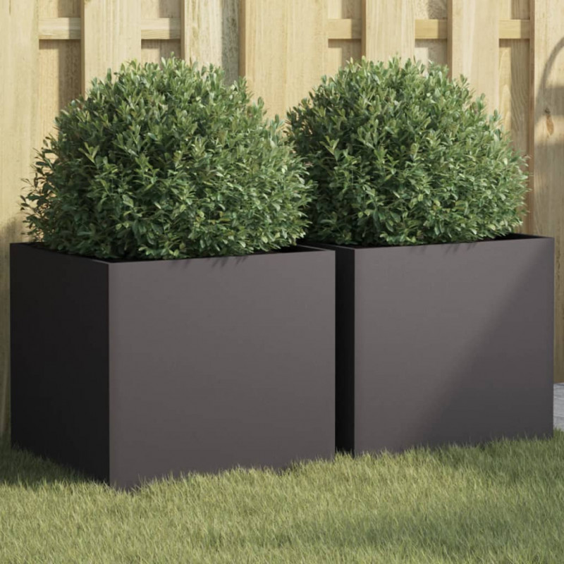Donice, 2 szt., czarne, 42x40x39 cm, stal