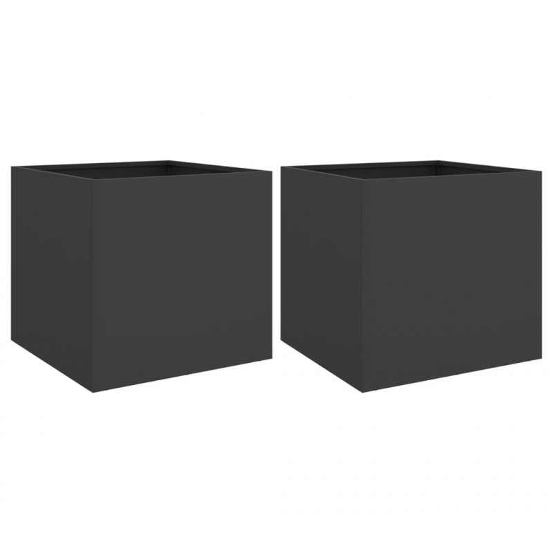 Donice, 2 szt., czarne, 42x40x39 cm, stal