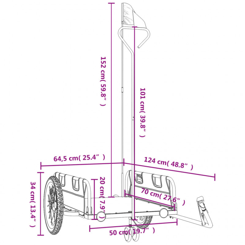 Przyczepka rowerowa, pomarańczowa, tkanina Oxford i żelazo