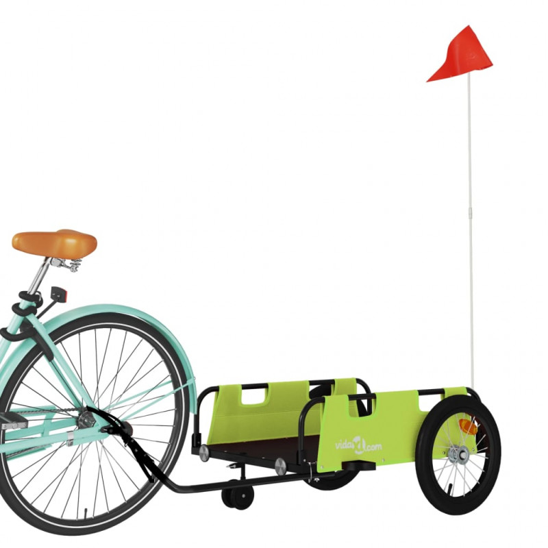 Przyczepka rowerowa, zielona, tkanina Oxford i żelazo