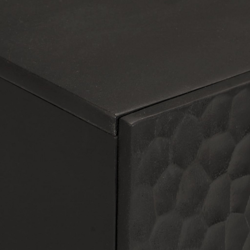 Szafka, czarna, 90x33x75 cm, lite drewno mango