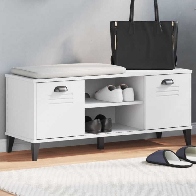 Ławka na buty VIKEN biała 106x35x45 cm, materiał drewnopochodny