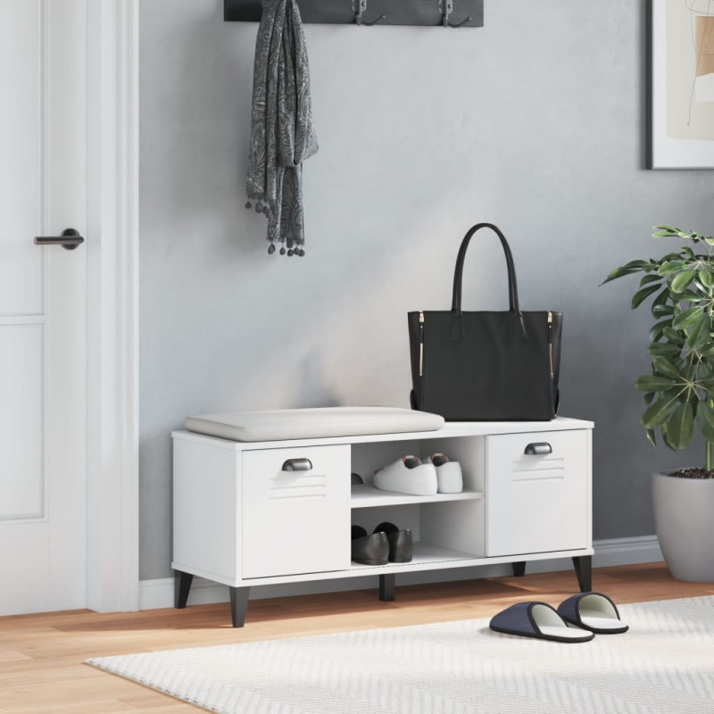 Ławka na buty VIKEN biała 106x35x45 cm, materiał drewnopochodny