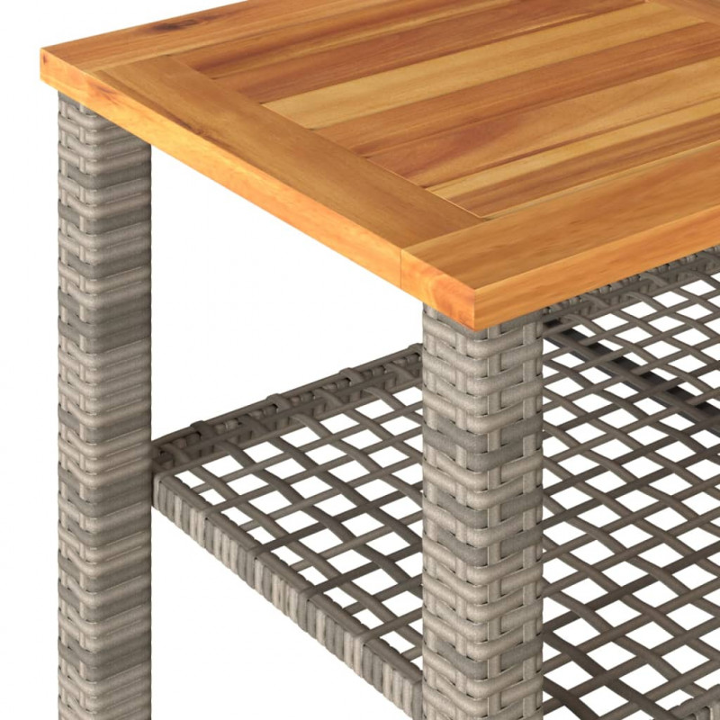 Stolik ogrodowy, szary, 70x38x42 cm, polirattan i akacja