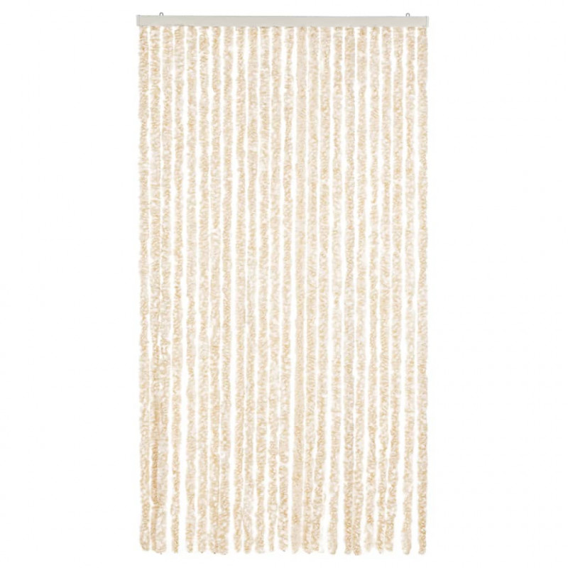 Zasłona przeciwko owadom, beżowo-biała, 100x230 cm, szenil