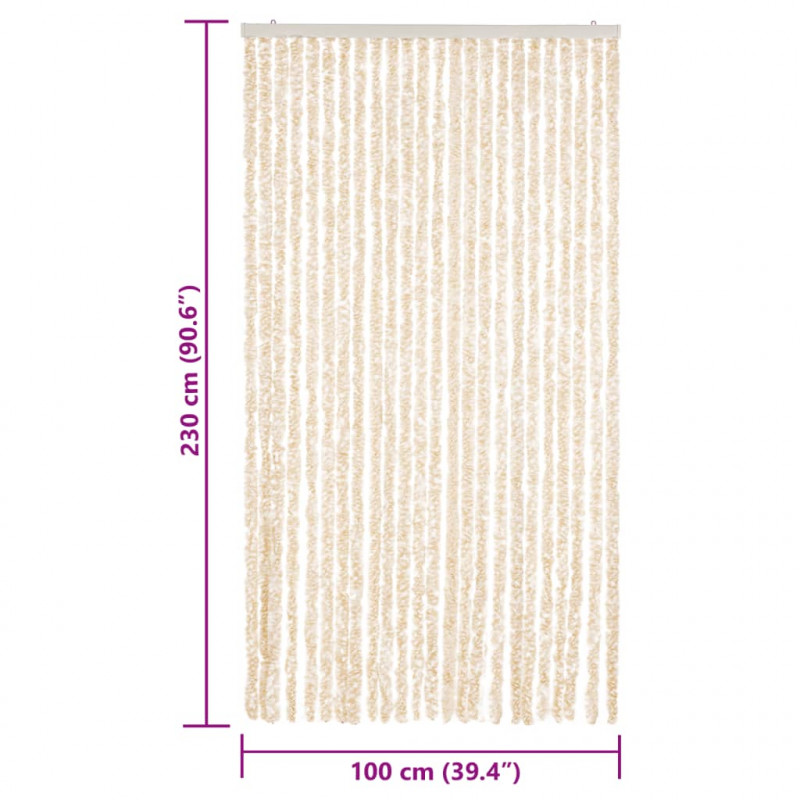 Zasłona przeciwko owadom, beżowo-biała, 100x230 cm, szenil