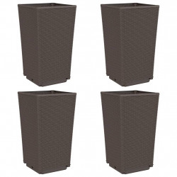 Donice ogrodowe, 4 szt., brązowe, 32,5x32,5x57, PP