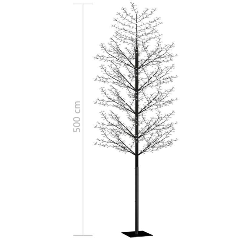 Drzewko z lampkami, 2000 LED, zimny biały, kwiat wiśni, 500 cm
