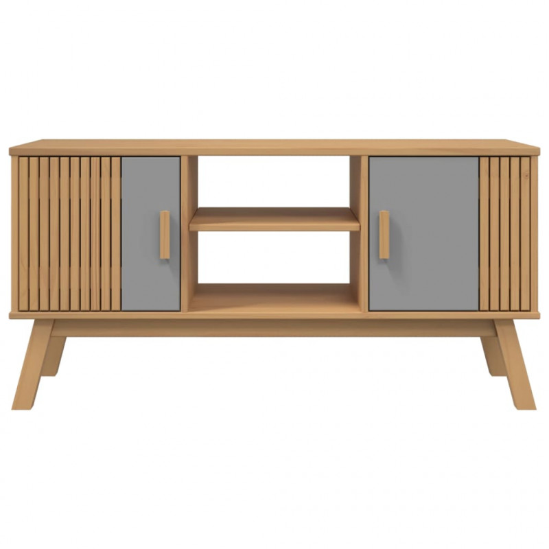 Szafka RTV OLDEN, szaro-brązowa, 114x43x57 cm, drewno sosnowe