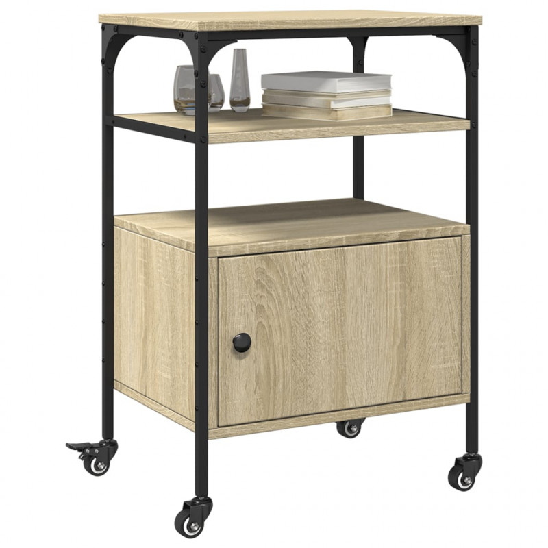 Stojak na drukarkę, 3-poziomowy, dąb sonoma, 50x40x76 cm