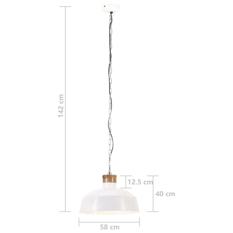 Industrialna lampa wisząca, 58 cm, biała, E27