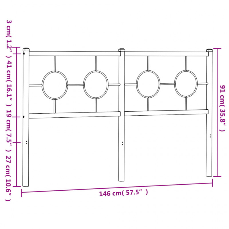 Metalowe wezgłowie, białe, 140 cm