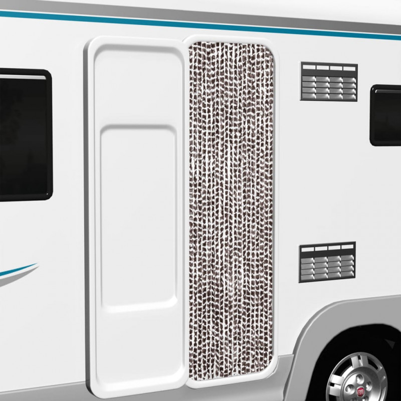 Zasłona przeciwko owadom, brązowo-biała, 56x200 cm, szenilowa