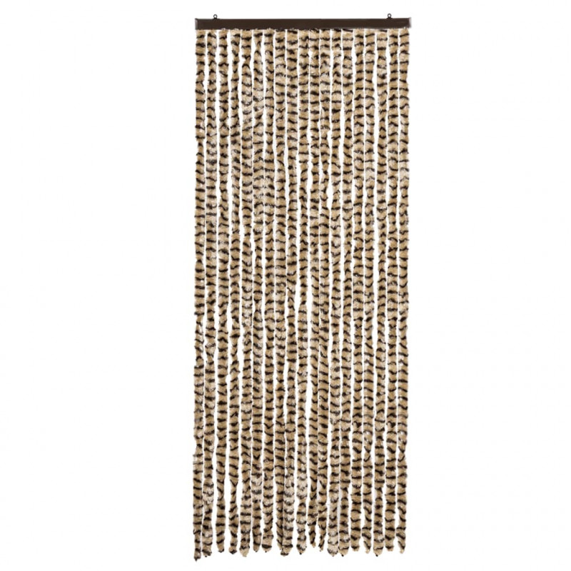 Zasłona przeciwko owadom, beżowo-brązowa, 56x200 cm, szenilowa