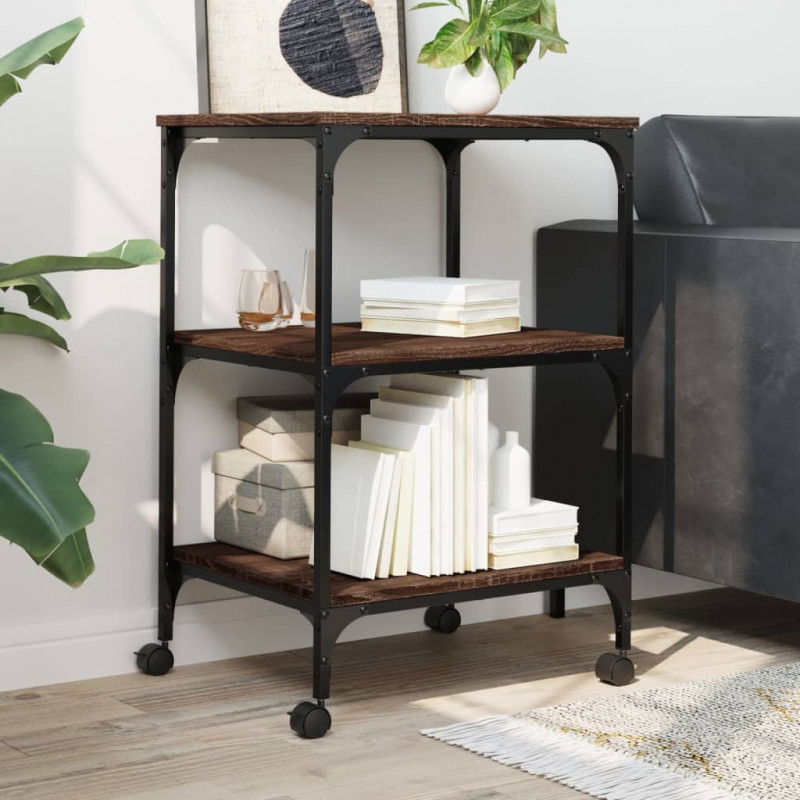 Stojak na drukarkę, 3-poziomowy, brązowy dąb, 50x41x75 cm