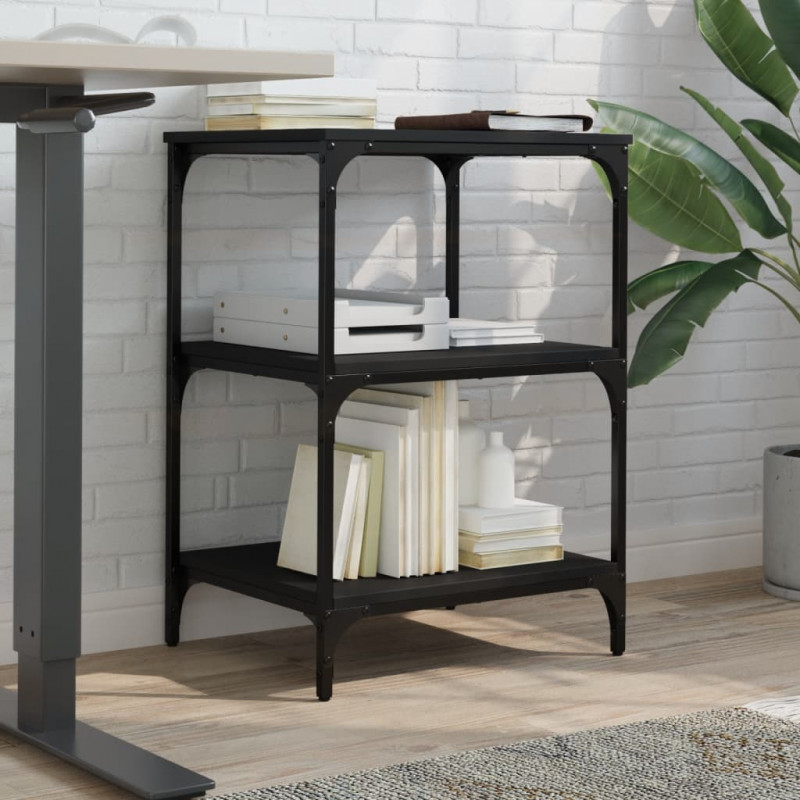 Stojak na drukarkę, 3-poziomowy, czarny, 50x41x75 cm