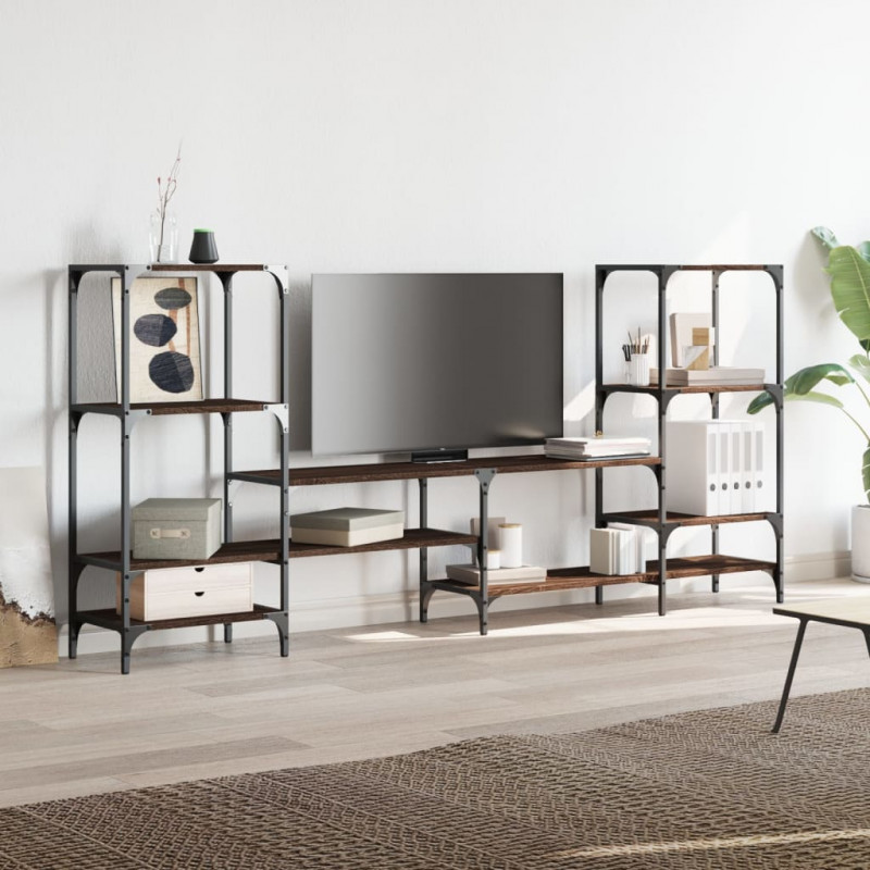Szafka pod TV, brązowy dąb, 206,5x28,5x95 cm