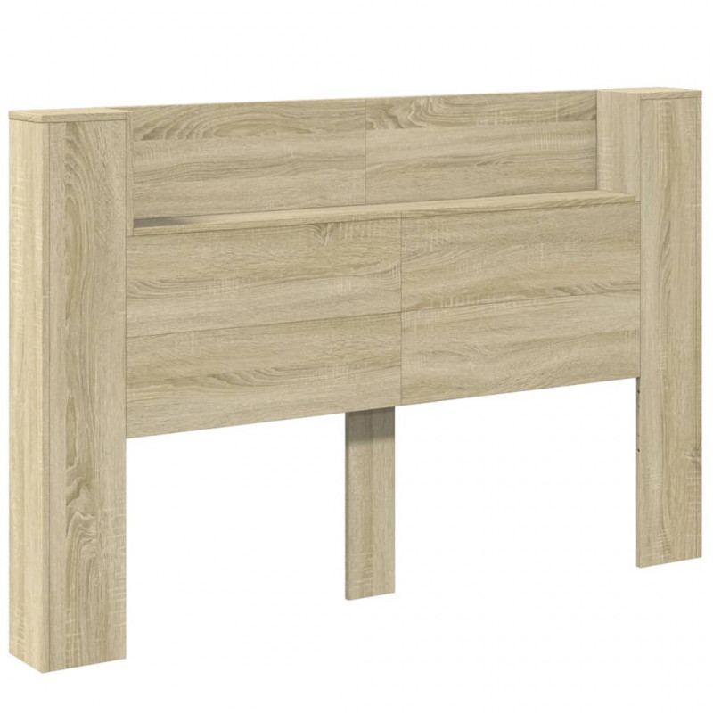 Zagłówek z półką i LED, dąb sonoma, 160x16,5x103,5 cm