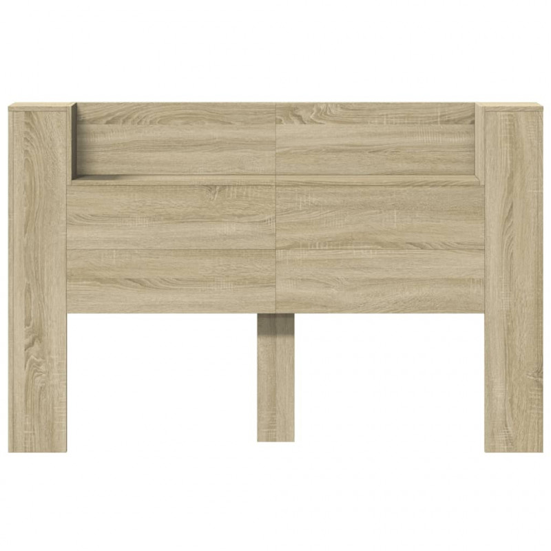 Zagłówek z półką i LED, dąb sonoma, 160x16,5x103,5 cm