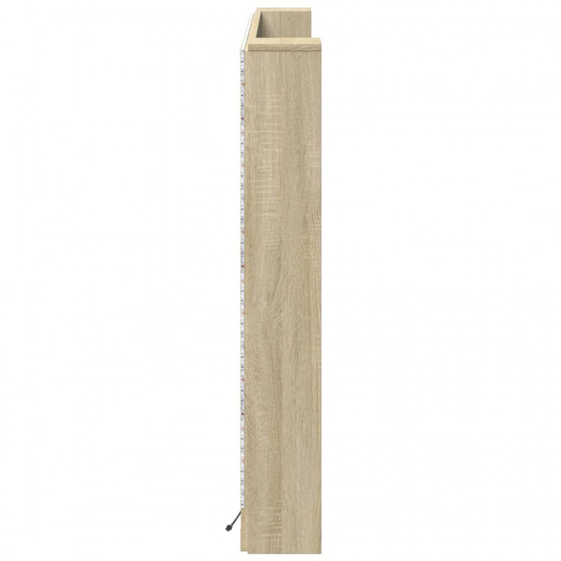 Zagłówek z półką i LED, dąb sonoma, 160x16,5x103,5 cm